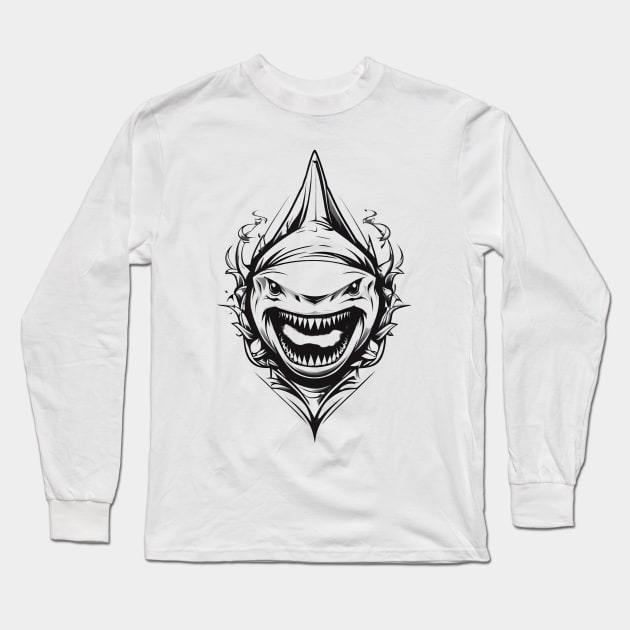 shark mouth tattoo design Long Sleeve T-Shirt by design19970